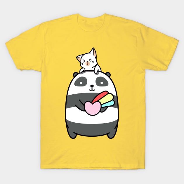 Cute Panda Rainbow Love for Kitty T-Shirt by Suga Collection